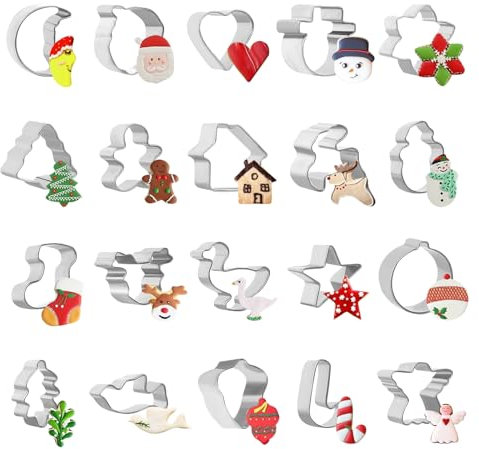 20 Stück Ausstechformen Weihnachten Keksausstecher Weihnachten Mini Plätzchen Ausstecher Weihnachten Edelstahl Mini Ausstechformen Kinder Keksausstecher für Weihnachtsgeschenke