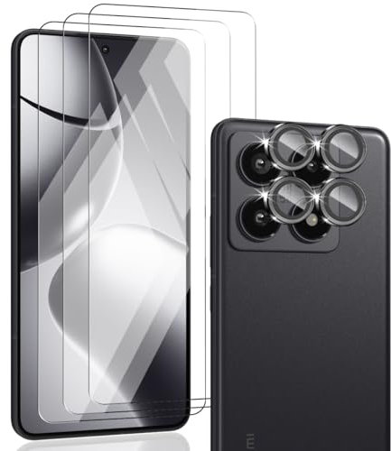 Zerrshoo Protector de Pantalla para Xiaomi 14T Pro Cristal Vidrio Templado 3 Piezas con Xiaomi 14T Pro Protector de Lente de Cámara 1 Piezas, 9H Dureza, HD Trasparente para Xiaomi 14T Pro