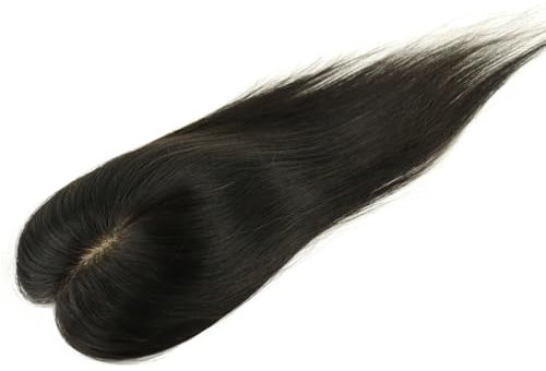 Larafona Hair Echthaar Topper Silk Base für Dünnes Haar Haarausfall Topper Human hair Pieces 6x12cm 20cm Lang Natürliches Schwarz