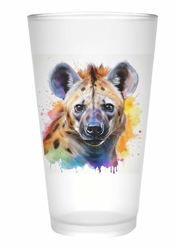 Merchandise for Fans Trinkglas |Saftglas | Glas | Becher | matt | 450ml - Wildtier Afrika Hyäne 94