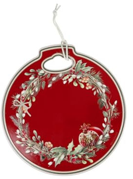 Brandani 89969 Decorazione Natalizia Rossa in Ceramica e Sughero - Eleganza Festiva