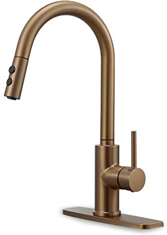 Vintage Brushed Bronze Kitchen Mixer Tap with Pull Out Spray and Single Lever Brass Hose Included