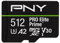 PNY 512GB PRO Elite Prime Class 10 U3 V30 A2 microSDXC Flash Memory Card + SD adapter - up to 200MB/s, Class 10, U3, V30, A2, 4K UHD, Full HD, UHS-I