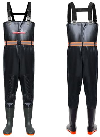 Wathose Herren Damen,Wathose Anglerhose mit Stiefel,Angelhose für Erwachsene mit Stiefel,Atmungsaktive Wasserdicht Watthosen für Sport Angelliebhaber, Angeln, Wassersport, Outdoor Aktivitäten 