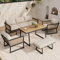 Merax Gartenmöbel Set, Balkonmöbel aus Verzinkter Stahl, Terrassenmöbel mit Esstisch, Tischplatte aus Kunststoffholz, für Terrasse, Garten und Balkon, Beige