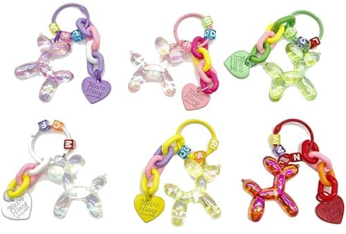 Hayaww Ballon Hund Design Schlüsselanhänger Hund Key Chain Haustierschlüsselanhänger Autoschlüsselanhänger Schlüsselanhänger für Autoschlüssel Handtasche Geldbörse (6 Stück)