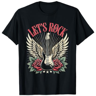 Rock and Roll Music Let's Rock Music Fans Vintage Gitarre T-Shirt