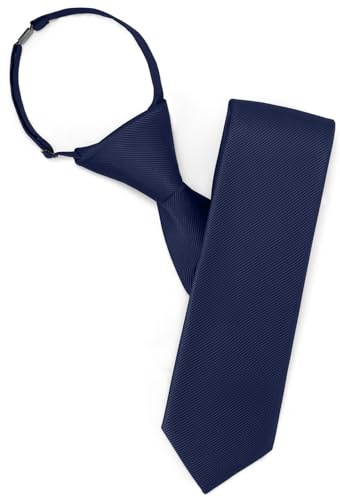 Puistr Boys Navy Blue Tie Pre-tied Adjustable Kids Solid Color Necktie for Age 8-12 Years Wedding School Graduation with Gift Box