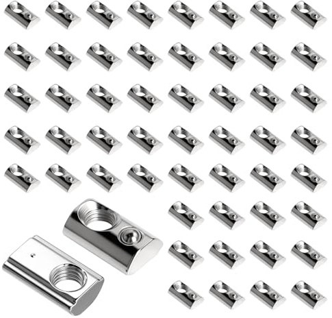 60 Stück Nutensteine mit Kugel Nut 6, 20-Serie M5 Nutensteine Kohlenstoffstahl Gleitmutter mit Federkugel, T Nutsteine Set für für Alu C Profil 3D Drucker CNC, Europäische Normen