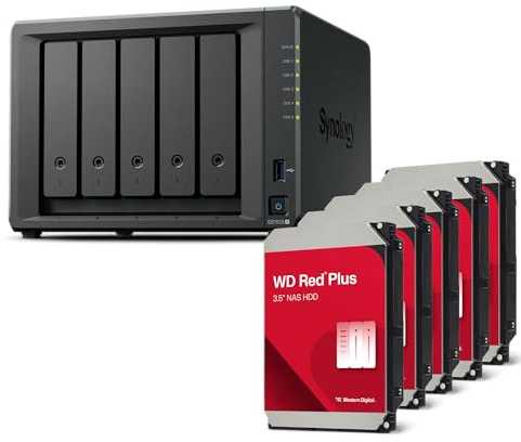 Synology Diskstation NAS DS1525+ 40TB Bundle Western Digital (5X 8TB WD Red Plus) 5 Bay Plus Serie mit Ryzen R1600, 8GB Ram