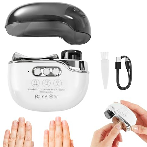 3 in 1 Electric Nail Clippers, Automatic Silent Nail Trimmer with Scraps Storage,Nail Lamp, Silent 3 Speeds Rechargeable Electric Toe Nail Clippers Nail Cutter for Kids Adults Seniors