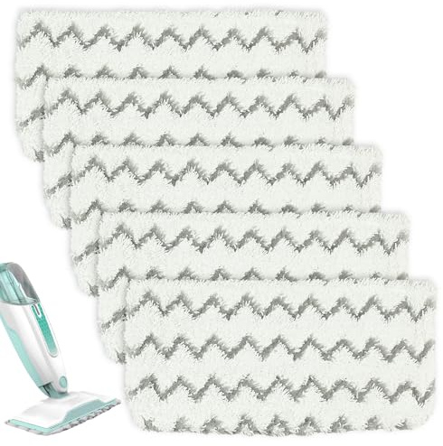 Steam Mop Pads Compatible with Shark Steam Mop S1000UK S2001UK S1000 S1000A S1000C S1000WM S1001C, Reusable Steam Mops Replacement Pads Washable Dirt Grip Absorbing Refill for All Hard Floors (5PCS)