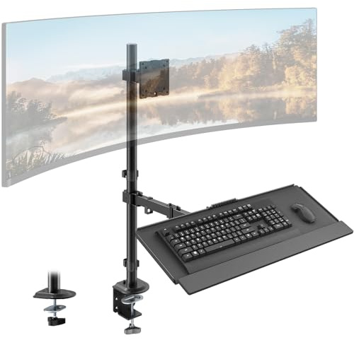 PUTORSEN Supporto Monitor con Ripiano Tastiera per Monitor 49 (fino a 20 kg), Postazione Siedi-Lavora in Piedi & Sollevatore Scrivania, Ripiano Tastiera fino a 9 kg, Ergonomico