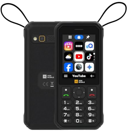 AGM M11 Outdoor Tastenhandy 4G ohne Vertrag 4000mAh, IP68/IP69K Wasserdichtes Baustellenhandy, WLAN Hotspot, Große Tasten, 2,8 Zoll Display, Dual SIM, Schwarz