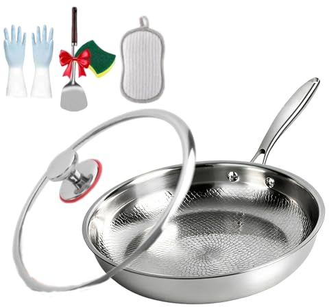 fjaldjfu 2026 Neue Titanium Pro Pfanne, 24/26/28/30/32cm Titan pfanne Unbeschichtet mit Deckel, Titanpfanne 28 cm for Cooking, Perfekt für Jedes Kochfeld (Mit Deckel,28CM)