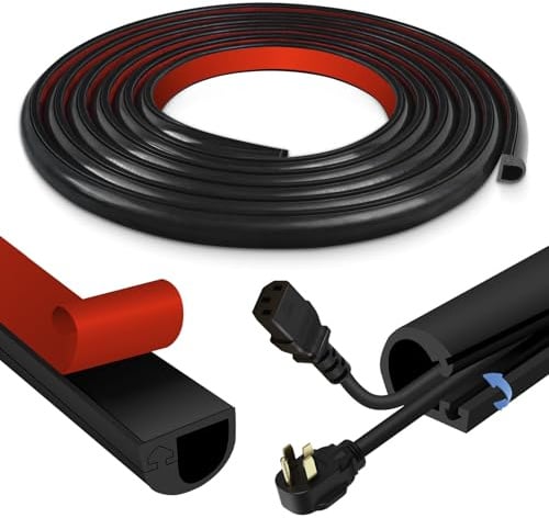 Kabelkanal selbstklebend Silikon Kabelkanäle Kabelbrücke Boden flexibel Kabelschacht flach Kabelabdeckung für Kabelschutz und Kabel Verstecken (Schwarz, 22mm×10mm×3m)
