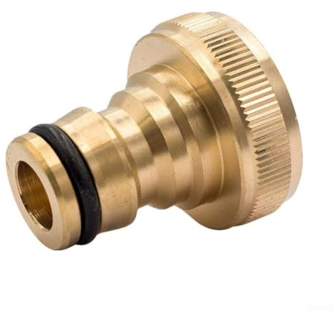 Quick Release Brass Tap Connector for Garden Hose with Threaded Link for 3/4 to 1/2 Faucet and Leak Proof Rubber Ring