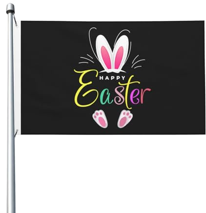 Happy Easter Day Flaggen, 90 x 152 cm, doppelseitige Flaggen, Terrasse, Garten, Schule, Flagge, Urlaub, Banner, Terrassendekoration, 2 Messingösen