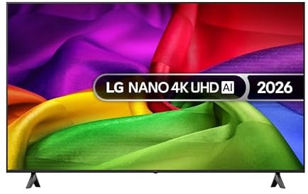 LG TV UHD AI 2026 | 65NU80 | 65'' (164cm) | Nano UHD, Smart TV, WebOS 25 (actualisable), processeur Alpha 7 Gen9 AI, 144 Hz, HDR10 et Dolby Digital Plus, noir