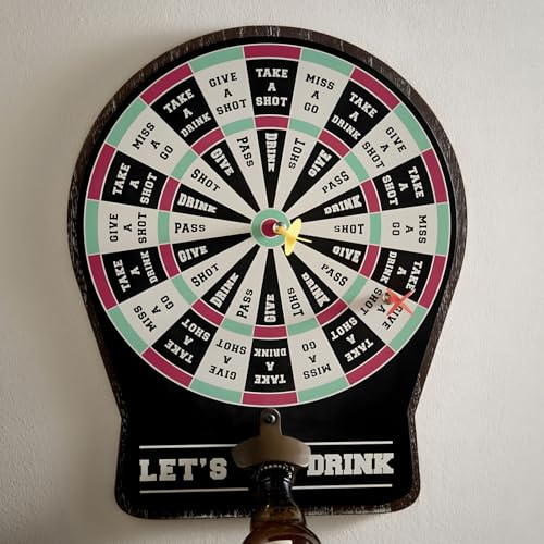 Trinkspiel Dart magnetische Dartscheibe + 2 Pfeile + Flaschenöffner, Partyspiele für Erwachsene