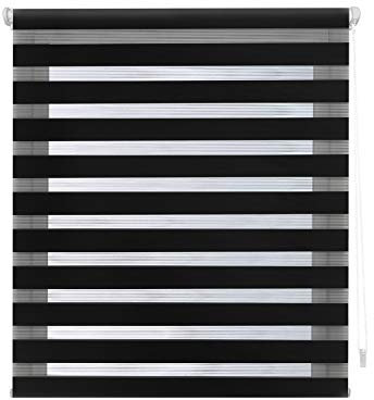 Blindecor Indus Sensa attrezzi | Tenda a rullo a doppio strato senza perforazione | Colore Nero 37 x 180 cm (Larghezza x Altezza) | Dimensioni del tessuto 34 x 175 cm