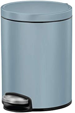 EKO Eva Pedal Bathroom Bin 5 Litres, Rubbish Bin with Soft Close Lid, Removable Inner Bucket, Perfect for Bathroom, Bedroom & Home, Titanium Blue