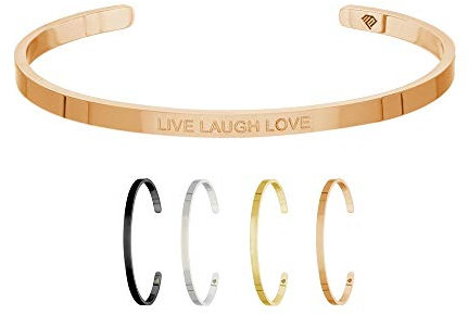 Max Palmer | Armband/Armreif mit Spruch - Gravur LIVE Laugh Love [03.] - Rosegold