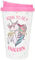 Depesche 2180.043 To-Go Becher aus Kunststoff mit Spruch, 350 ml, wiederverwendbar, Born To Be A Unicorn