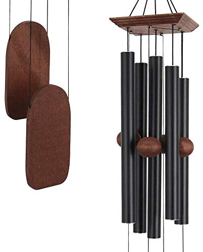 WavKin Windspiel für den Außenbereich, tiefer Ton, 91,4 cm, großes Gedenk-Windspiel für draußen, Trauerspiel, Geschenk für Mutter/Opa/Weihnachten, einzigartiges hängendes Holzspiel, Garten, Hof.