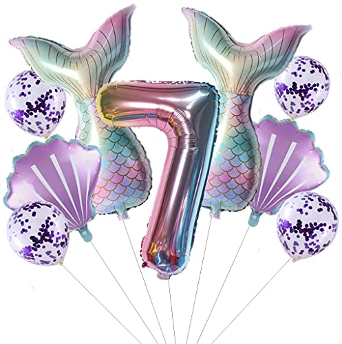 Großes Meerjungfrau Luftballons 7 Jahre geburtstag Deko Mädchen Set 7 Jahre Kindergeburtstag Deko Meerjungfrau Folienballon 7 Geburtstag dekoration Mädchen ballons 7. Geburtstag Deko Mädchen(7)