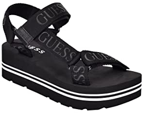 GUESS Femme Avin Sandale cale, Noir, 41 EU