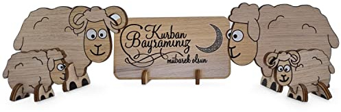 signodoo Kurban Bayrami - Tischdekoration - Opferfest Deko - Für Kinder & Erwachsene - Holz/Eichenfurnier