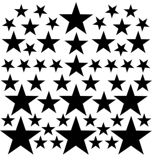 PREMYO 54 Sterne Wandsticker Kinderzimmer Mädchen Jungen - Wandtattoo - Wandaufkleber Selbstklebend Schwarz