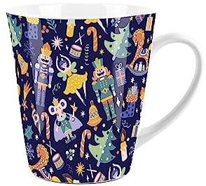 Purely Home Nutcracker Festive Mug - Small Latte Mug Christmas Print Season Ceramic Tea/Coffee Present Gift