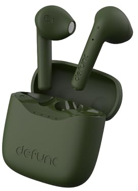 Defunc True Lite Khaki - Drahtloser Bluetooth 5.3 Hi-Fi Stereo Sound Kopfhörer, Touch Control, Integrierte Mikrofone, 20 Stunden Wiedergabezeit, USB-C Charge, für iOS und Android Telefon