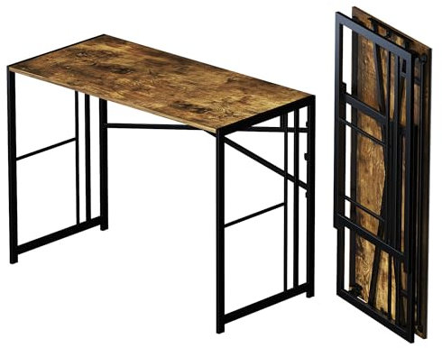 Lutown-Teen 103 cm Klappbarer Computertisch, Schreiben Gaming Computer Camping Schreibtisch, Keine Montage erforderlich Home Office Tisch, Rustikales Braun