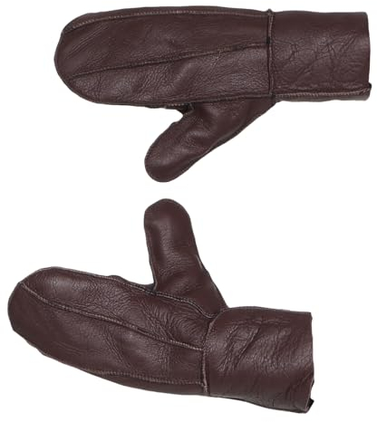 Harrys-Collection Damen Handschuhe Fäustlinge aus Lammfell Patchwork, Farben:braun, Handschuhgröße:S/M