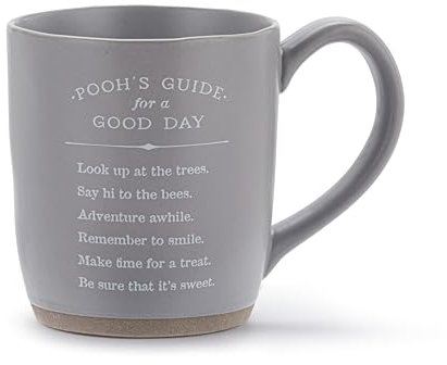 DEMDACO Winnie-the-Pooh Everyday Collection Pooh's Guide For A Good Day Grey Wash 14 ounce Stoneware Coffee Cup Mug For Your Favorite Morning Brew