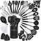 Naush Home Kitchen Utensils Set Premium Silicone - 43 Pieces Utensil Set with Holder, Heat Resistant, Non Stick Cookware Spatulas & Turners, Kitchen Tools & Gadgets with Stainless Steel Handle.