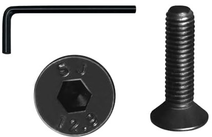 YEJAHY Lot de 20 vis à tête fraisée M5 x 20 en acier au carbone haute résistance pour machines, équipement de machine, boulons, noir