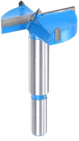sourcing map Forstner Drill Bits 1-3/4 inch / 45mm Round Shank 2/5 inch, Carbide Forstner Bit Woodworking Hole Opener Cutter Tool for Wood Drilling/Cabinet Hinges, Blue
