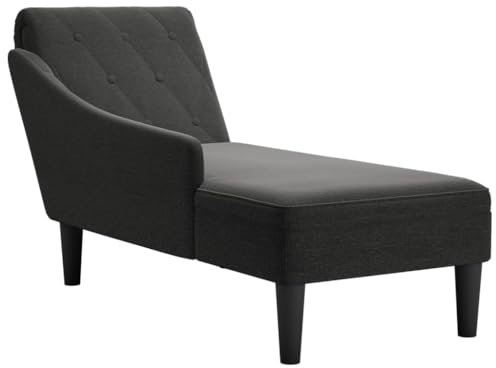 vidaXL Chaiselongue, Indoor Lounge Sofa mit Kissen Rechter Armlehne, Gepolsterte Recamiere für Wohnzimmer Schlafzimmer Büro, Polsterliege, Schwarz Stoff