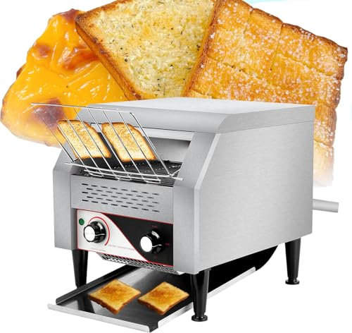 Durchlauftoaster Toaster mit Laufband aus Edelstahl (1600W, 230V, Gastro Profi für Toast und Burger Buns, Zugabefach, 2 Ausgabefächer, 7 Geschwindigkeitsstufen, Krümelschublade, 2 Modi),300PCS/Hour