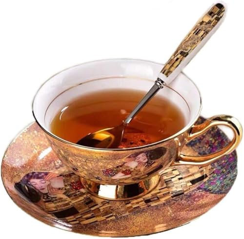 Tazzine da caffè con piattini, tazza da tè vintage in porcellana fine, set di tazze da caffè europee, 1 set di tazze e piattini con pittura antica, tazza da tè in ceramica bone china for il tè pomerid