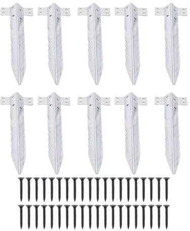 10 Pack Sleeper Stakes, Railway Sleepers Brackets, Heavy DutyMetal Fixing Peg Fence Post Repair Stakes Anchors Ground Spikes for Planters Raised Grow Beds Garden Driveway Edging