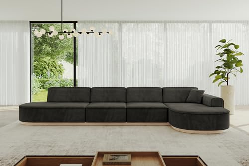 ALTDECOR Ecksofa in L-Form Corner Sofa Bett Eckcouch Couch Wohnlandschaft Cauchsofa MARI-L3-v1-413x171x83 cm Schwarz