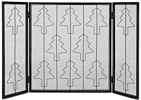 HUIBBGO Kaminschutzgitter, Funkenschutzgitter für den Innenbereich, faltbares Gitter, 3-teilig, großes Gitter, Metall-Feuerschutzgitter, Netzabdeckung, Kamin-Dekoration für das W