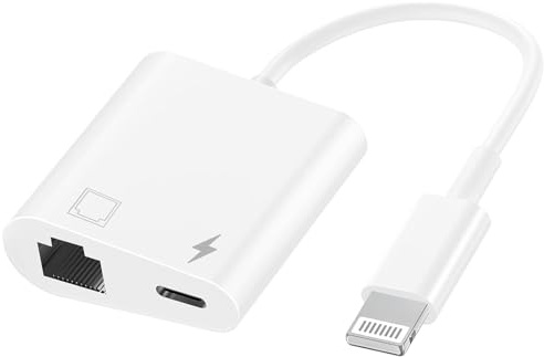 Adaptador de red LAN Ethernet 2 en 1 certificado MFi 2 en 1 con puerto de carga compatible con modelos de iPhone/iPad/iPod, soporta 100 Mbps, red Ethernet Plug and Play