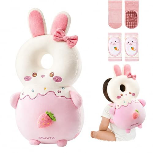 Viondra Baby Head Protector Backpack for 5-24 Months (Easter Bunny) | Soft Baby Head Protection Backpack with Adjustable Straps, Knee Pads and Socks for Crawling Babies Aged 5-24 Months