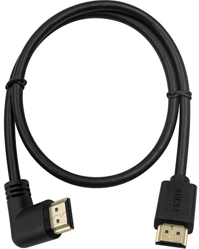 Maxhood HDMI 2.0 Male to Male Cable 90 Degree, 2 Feet / 60cm Gold Plated High Speed HDMI Male to Male Left Angle Cable 60Hz, 4K x 2K (M/M Left)